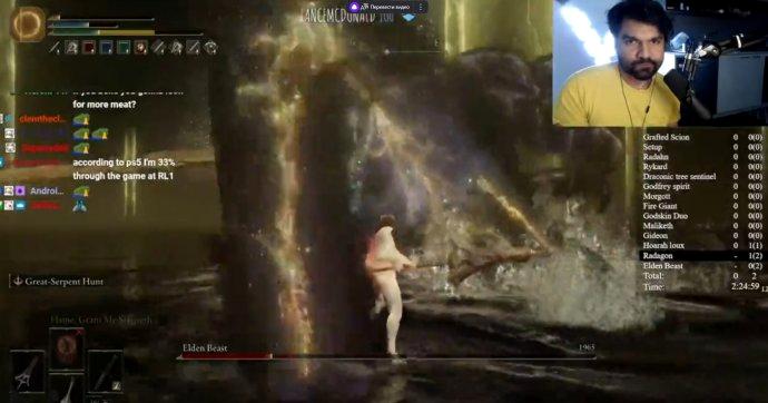 Игрок прошел Elden Ring за 2.5 часа, не повышая уровень и не получив урона